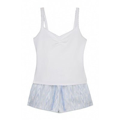 Pijama corto tirantes algodón blanco