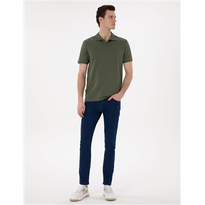 Haki Regular Fit %100 Pamuk Polo Yaka Basic Tişört