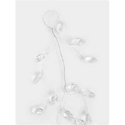 Ветка-гирлянда декоративная, 1,2 м, акрил/металл, серебристая, Кристаллы, Event
