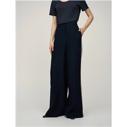 Синие брюки изо льна с кантами