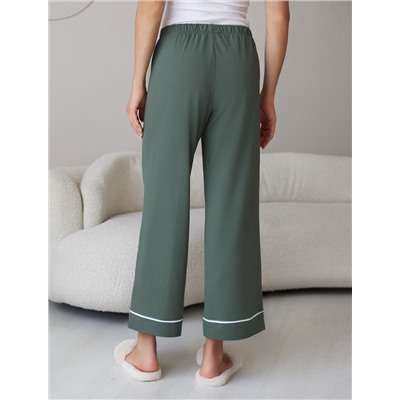 Укороченные брюки из эластичного хлопка с контрастным кантом