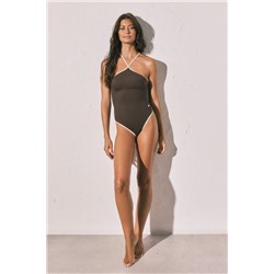 Bañador moldeador halter marrón