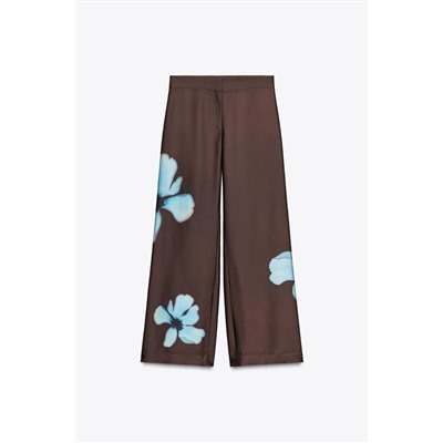 FLORAL PRINT SATIN TROUSERS