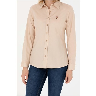 Kadın Camel Uzun Kollu Basic Gömlek