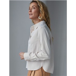 Укороченная блузка в полоску из хлопка