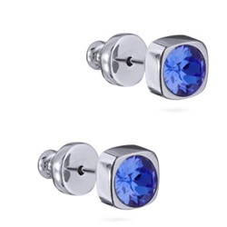 Пусеты Теннис (кристаллы SW сапфир 4мм; покрытие родий), Есть комплект