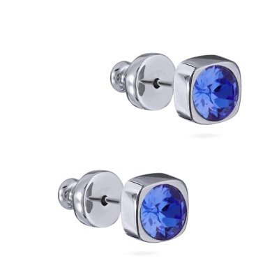 Пусеты Теннис (кристаллы SW сапфир 4мм; покрытие родий), Есть комплект