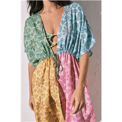 Túnica corta abierta estampado multicolor