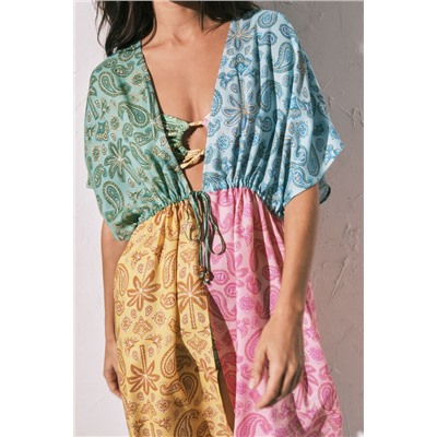 Túnica corta abierta estampado multicolor