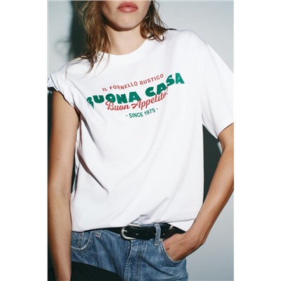 T-SHIRT WITH TEXT PRINT