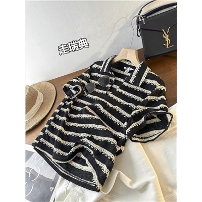 Женский ажурный вязаный топ поло   Н*М