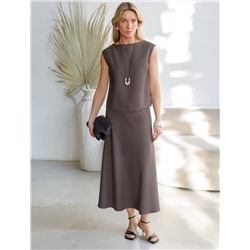 Юбка миди с разрезом скроенная по косой из плотного лиоцелла