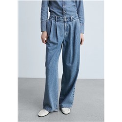 Jeans wide leg pinzas