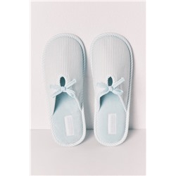 Zapatillas casa verde rayas lazo