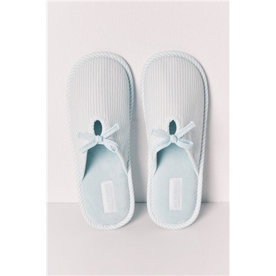 Zapatillas casa verde rayas lazo