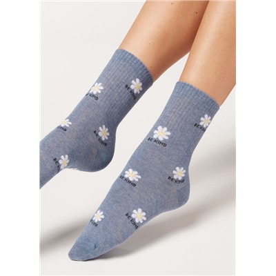 Kurze Socken mit durchgehendem Good-Vibes-Schriftzug