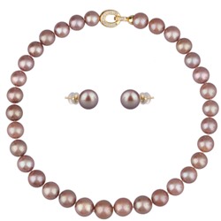 Комплект Эдисон карамель (жемчуг 10-12мм; покрытие золото) 44-46см