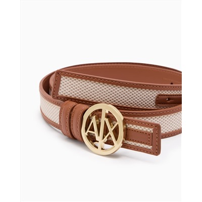 Belt with gold round logo
