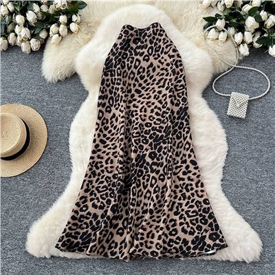 Юбка с леопардовым принтом из плотного атласа