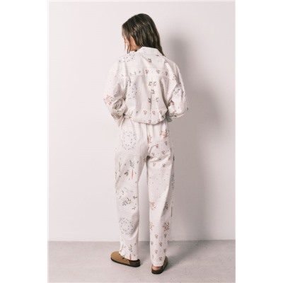 Pantalón largo 100% algodón estampado floral