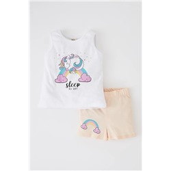 Defacto Kız Bebek Unicorn Baskılı Kolsuz Atlet Şort 2'li Takım X8425A222SM