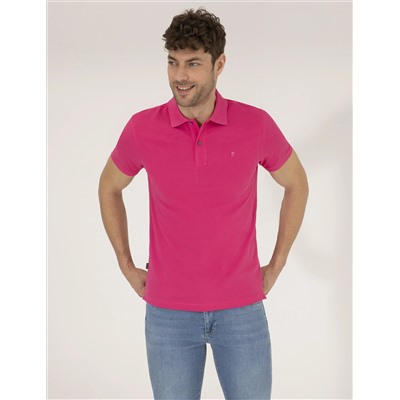 Pembe Slim Fit Polo Yaka Basic Tişört