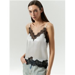 Топ из шёлка и кружева, B3050/perle