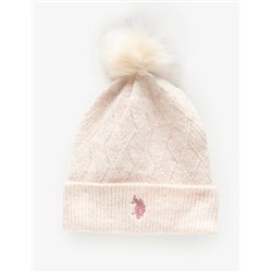 WOMENS POM POM MARLED BEANIE