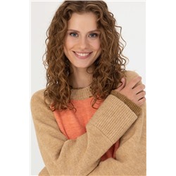 Kadın Somon Bisiklet Yaka Kazak