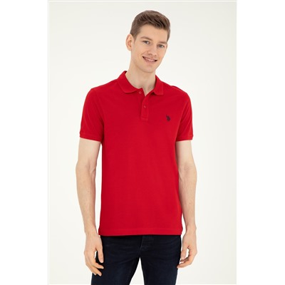 Erkek Slim Fit Polo Yaka Kırmızı Basic Tişört