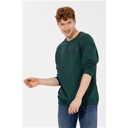 Erkek Yeşil Bisiklet Yaka Sweatshirt