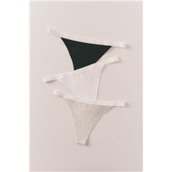 Pack 3 tangas negro, blanco y gris