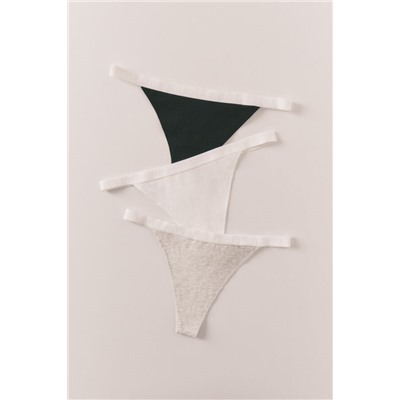 Pack 3 tangas negro, blanco y gris