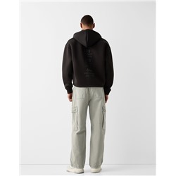Faded-effect skater cargo trousers