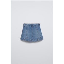 OPENWORK DENIM SKIRT
