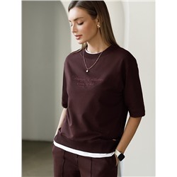 Футболка свободная с принтом из футера двухнитки с эластаном