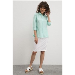 Kadın Mint Uzun Kollu Basic Gömlek