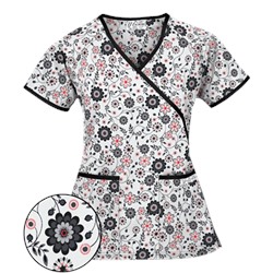 UA Spring Time White Mock Wrap Scrub Top
