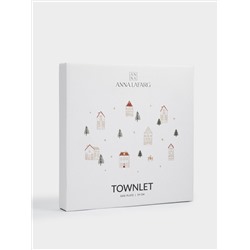 Тарелка закусочная, 19 см, фарфор N, бело-золотистая, Домики и ели, Townlet