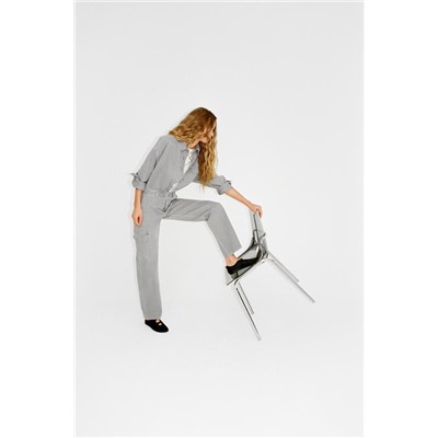 TRF FADED-EFFECT DENIM JUMPSUIT