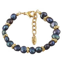 Браслет (жемчуг бензиновый 6мм; покрытие золото) 18-21см, Есть комплект