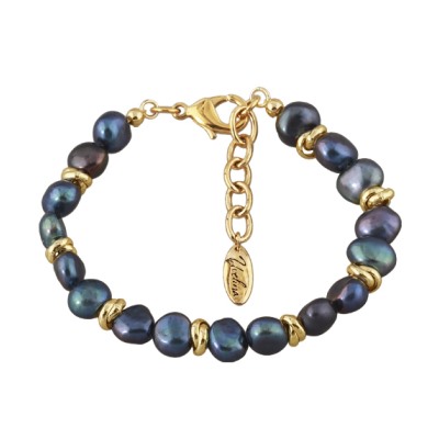 Браслет (жемчуг бензиновый 6мм; покрытие золото) 18-21см, Есть комплект