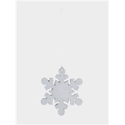 Игрушка елочная, 8 см, бисер/дерево, серебристая, Снежинка, New year