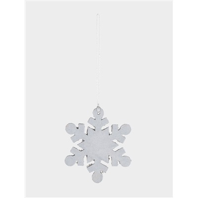 Игрушка елочная, 8 см, бисер/дерево, серебристая, Снежинка, New year