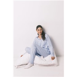 Pijama camisero largo azul estampado puntos