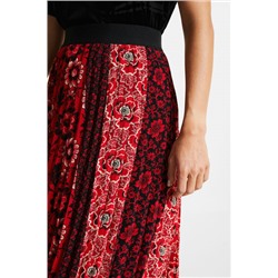 Falda evasé plisada estampada