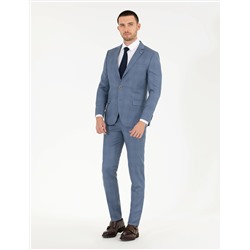 %100 Yün Mavi Ekstra Slim Fit Takım Elbise