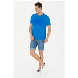 Erkek Saks Bisiklet Yaka Tişört