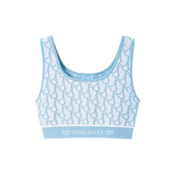 Crop top Celeste y blanco