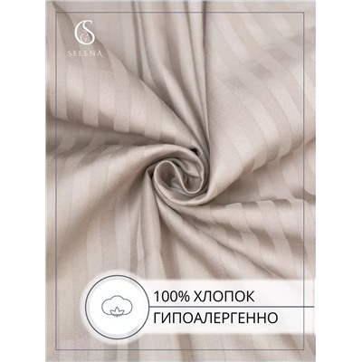 Комплект постельного белья евро страйп сатин, Хлопок 100%
